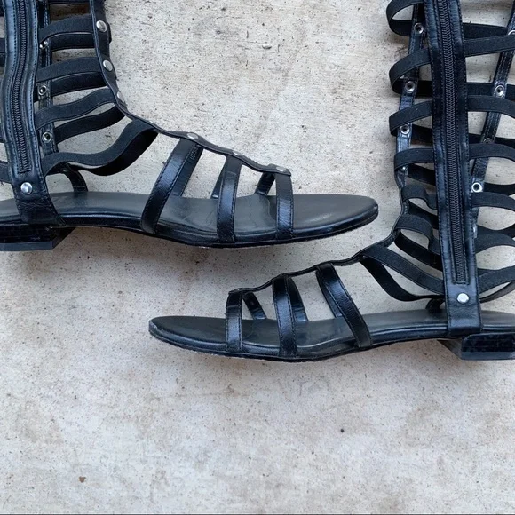 Stuart Weitzman Gladiator Sandals Black Leather With Box - 8.5 - Picture 4 of 16